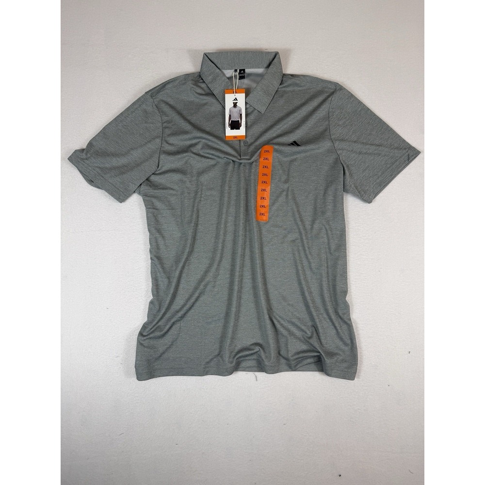 NWT Adidas Mens Golf Polo Shirt Size 2XL Grey Heather Performance Short Sleeve